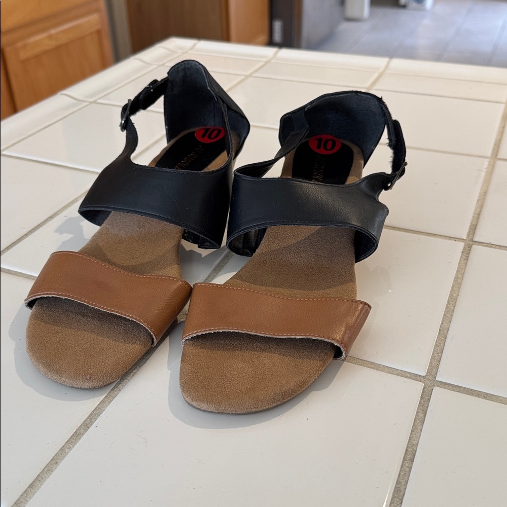 AEROSOLES YET IT GO heel cork Sandals 10 blue 🐈⬛